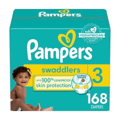 Pampers Swaddlers Diapers, Size 3, Absorbent, Keeps Baby Dry and Comfortable, Skin Safe Disposable Baby Diaper, 1 Pack (Count of 168) 🍁 All In One Marketplace Canada