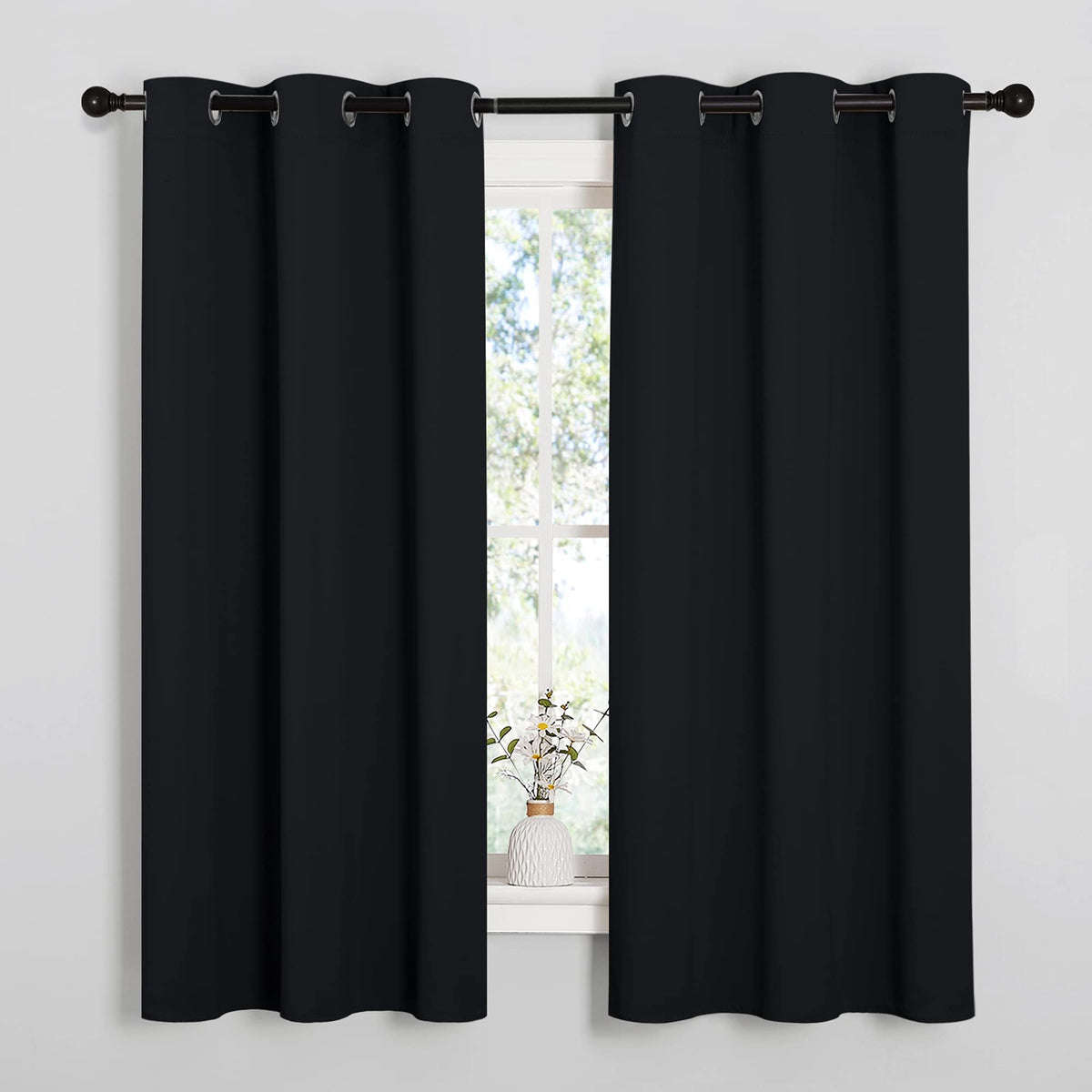 NICETOWN Blackout Curtains 2 Panels for Bedroom- Halloween Thermal Insulated Grommet Blackout Curtains 63 Inches Long for Living Room/Kitchen Rideaux occultants (2 Panels,W42 x L63 -Inch,Black) 🍁 All In One Marketplace Canada