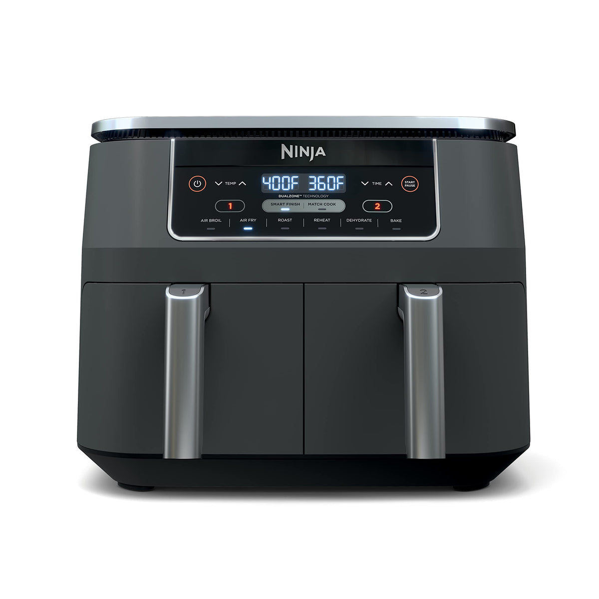 Ninja Foodi 6-in-1 8-qt. (7.6L) 2-Basket Air Fryer DualZone Technology, Match Cook & Smart Finish to Roast, Broil, Dehydrate & More for Quick, Easy Meals, Slate Grey (DZ201C) Canadian Version 🍁 All In One Marketplace Canada