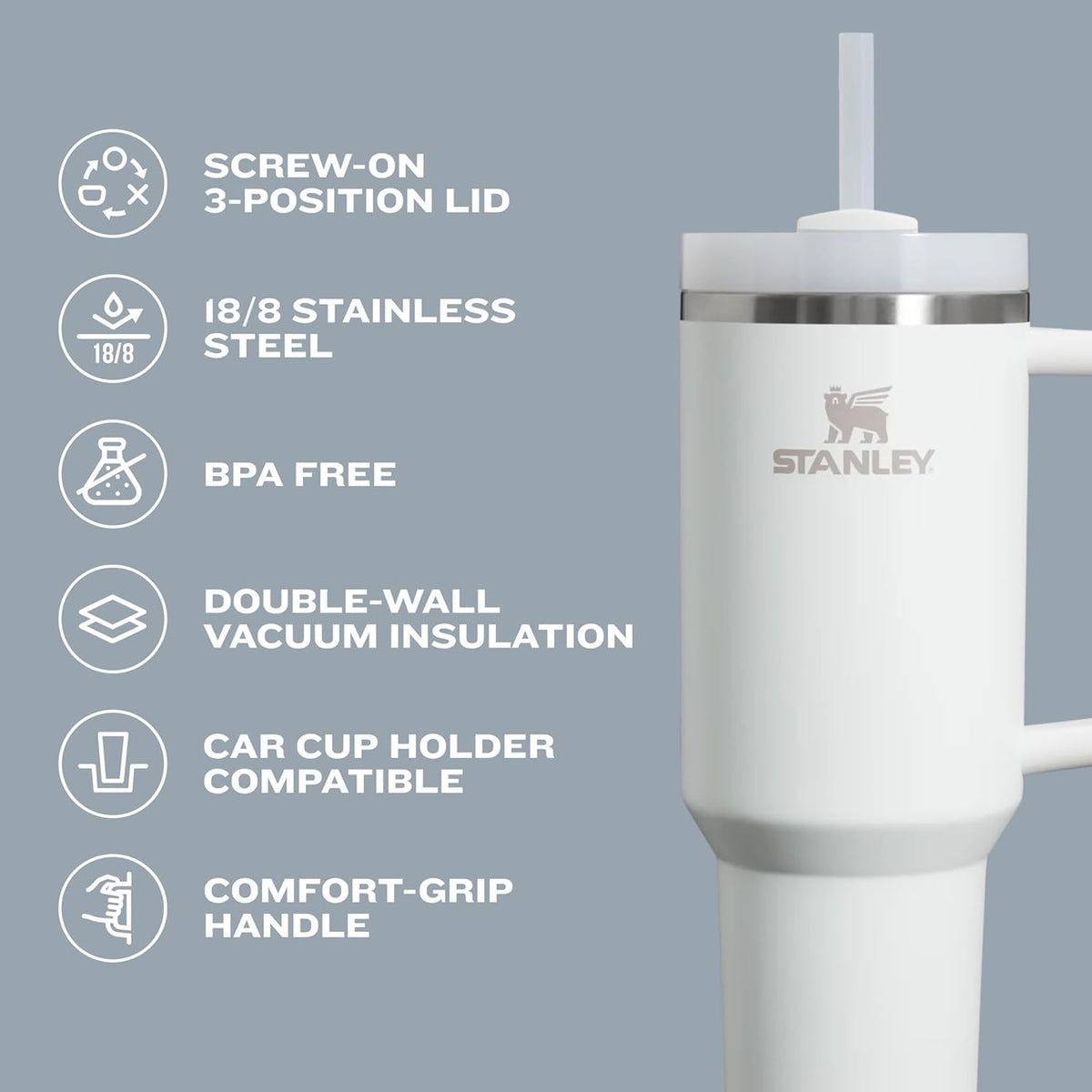 Stanley Quencher H2.0 Tumbler with Handle and Straw 14 oz Flowstate 3-Position Lid Cup Holder Compatible for Travel Insulated Stainless Steel Cup BPA-Free Seafoam 🍁 All In One Marketplace Canada