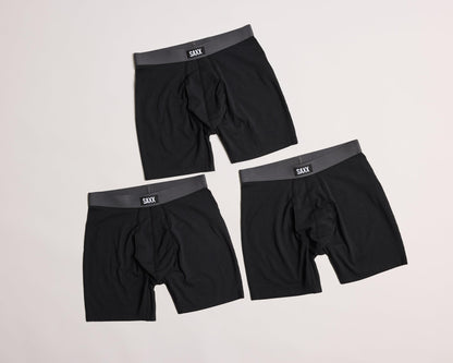 SAXX Underwear Co. Men's Core Cotton Boxer Brief Fly 3-Pack, Black/Graphite, Large 🍁 All In One Marketplace Canada