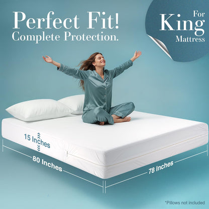 Utopia Bedding Zippered Mattress Encasement King - 100% Waterproof and Bed Bug Proof Mattress Protector - Absorbent, Six-Sided Mattress Cover 🍁 All In One Marketplace Canada