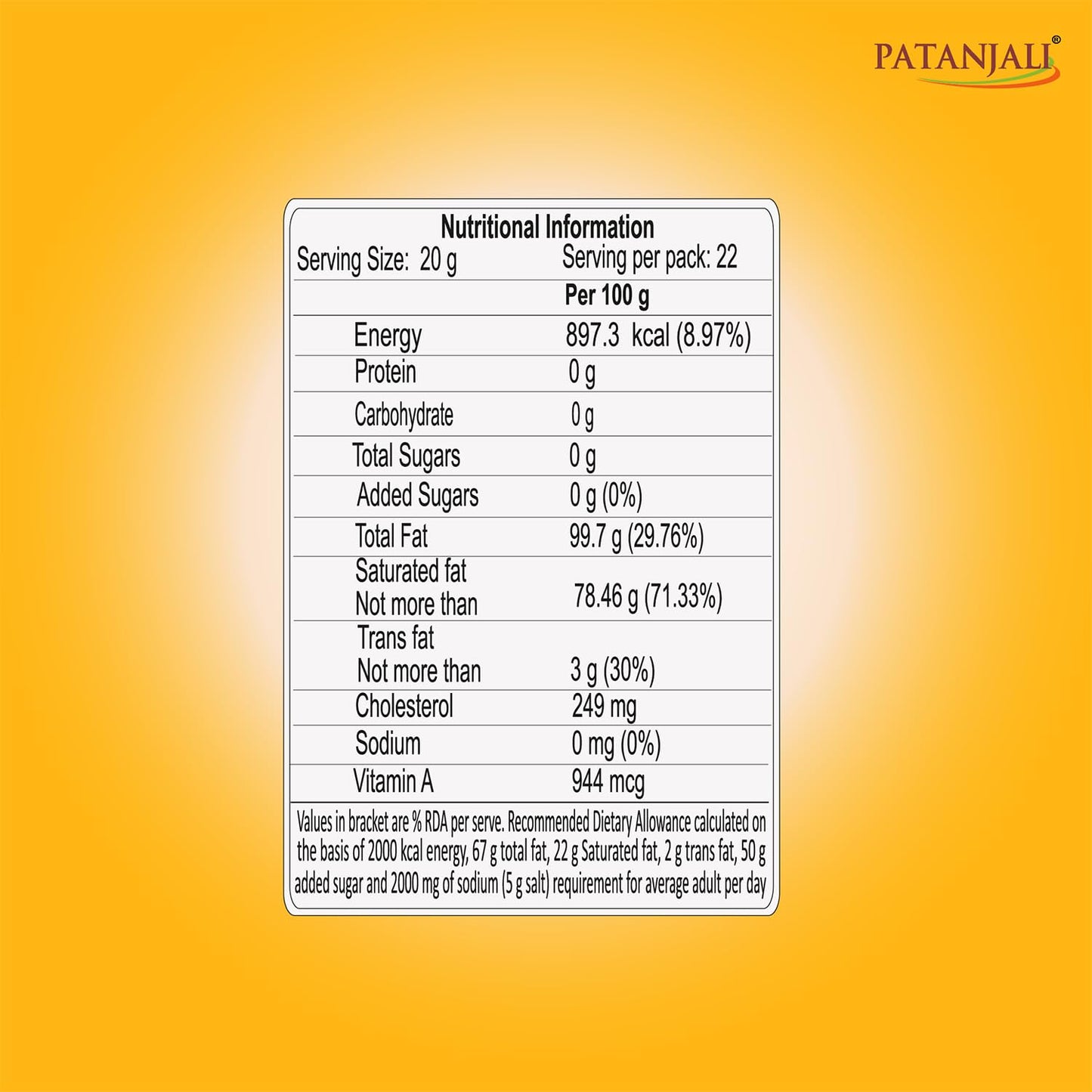 Patanjali Pure Cow Ghee Natural & Healthy, 1L