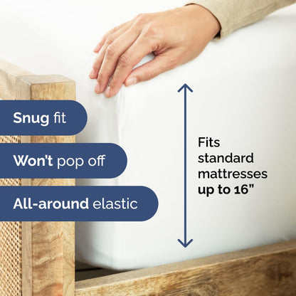 Full Size Fitted Bed Sheet - Hotel Luxury Single Fitted Sheet Only - Fits Mattress Up To 16 - Extra Soft, Wrinkle Free, Breathable & Cooling - Bottom Fitted Sheet - White Single Fitted Sheet Only 🍁 All In One Marketplace Canada