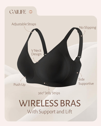 Gailife Womens Jelly Bra for Women Wireless Bras Seamless No Underwire Supportive Full Coverage T-Shirt Bra -New-Black-L 🍁 All In One Marketplace Canada