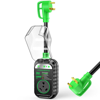 GEARGO RV Surge Protectors 30 Amp RV Circuit Analyzer, [𝟐𝟎𝟐𝟔 𝐍𝐞𝐰 𝐔𝐩𝐠𝐫𝐚𝐝𝐞𝐝 & 𝐆𝐞𝐧𝟐] Full Protection, RV Adapter Plug for Camper(Green) 🍁 All In One Marketplace Canada