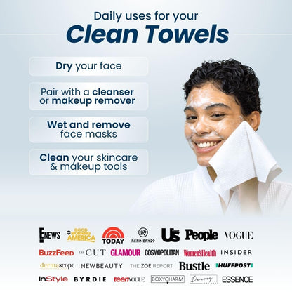 Clean Skin Club Clean Towels XL®, 100% USDA Biobased Face Towel, Disposable Face Towelette, Eczema Association Accepted, Makeup Remover Dry Wipes, Ultra Soft, 50 ct per pack, 2 Packs, 100 Ct Total 🍁 All In One Marketplace Canada