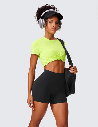 CRZ YOGA Secretsculpt Butterlift Biker Shorts 4"- No Front Seam High Waist Womens Workout Gym Booty Scrunch Butt Black Medium 🍁 All In One Marketplace Canada