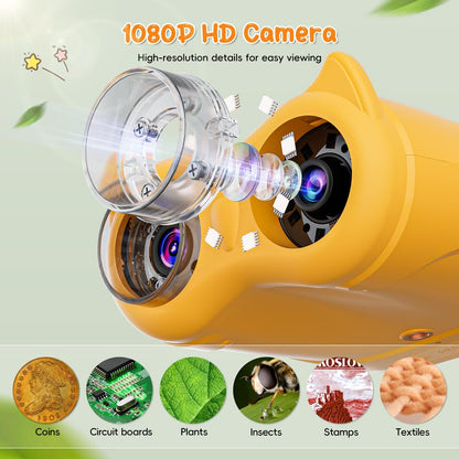 Temodu 2-in-1 Kids Microscope Telescope, 2.0" 1000X Digital Microscope for Kids, HD Portable Education Telescope for Kids Birthday Festival Gift, Science Fun Toys for Children Age 4-12 (Yellow) 🍁 All In One Marketplace Canada
