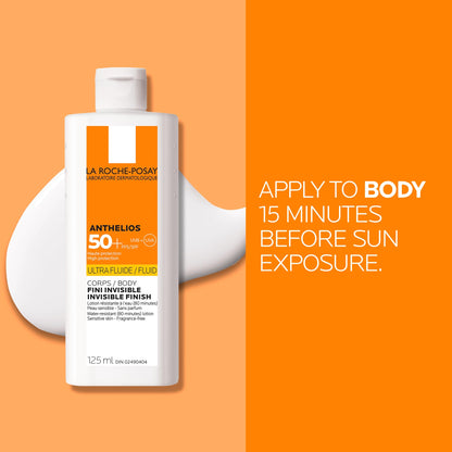 La Roche-Posay Anthelios Ultra Fluid Body Sunscreen Broad Spectrum SPF 50+, Reef Safe, Non-Greasy Matte Finish, 80 Min Water & Sweat Resistant, Fragrance Free, Dermatologist Recommended, 125ML 🍁 All In One Marketplace Canada