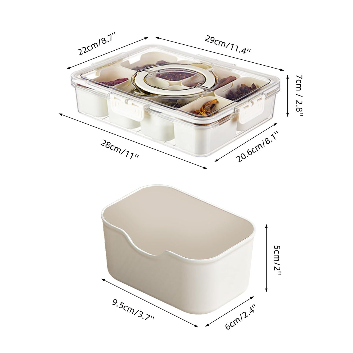 Pure Future Snackle Box Container with Handle - 8 Compartment Divided Serving Tray with Lid - Crystal Clear Charcuterie Box for Travel, Parties, Movie Nights & Daily Snacks (Hand Wash Only) 🍁 All In One Marketplace Canada