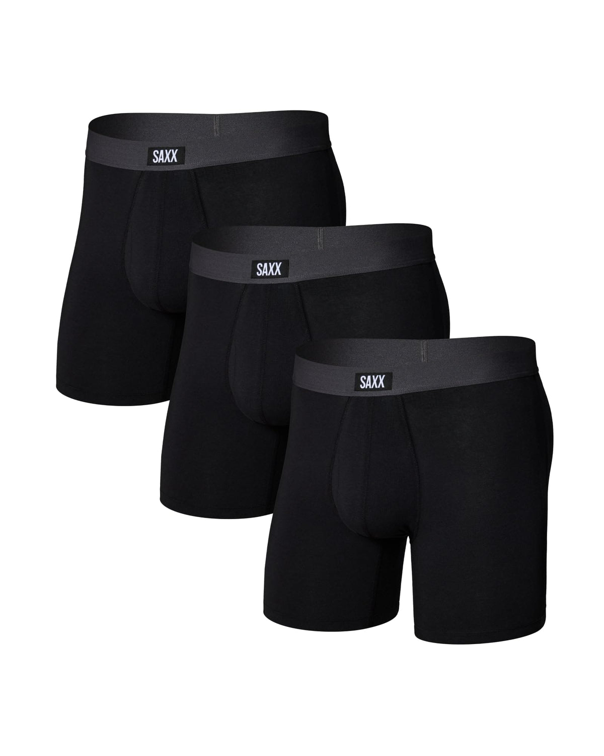 SAXX Underwear Co. Men's Core Cotton Boxer Brief Fly 3-Pack, Black/Graphite, Medium 🍁 All In One Marketplace Canada