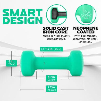 Yes4All Dumbbell Neoprene, poids et haltere, Weight set, hand weights for women, dumbbells pair, free weights (D. Green - 5lbs) 🍁 All In One Marketplace Canada
