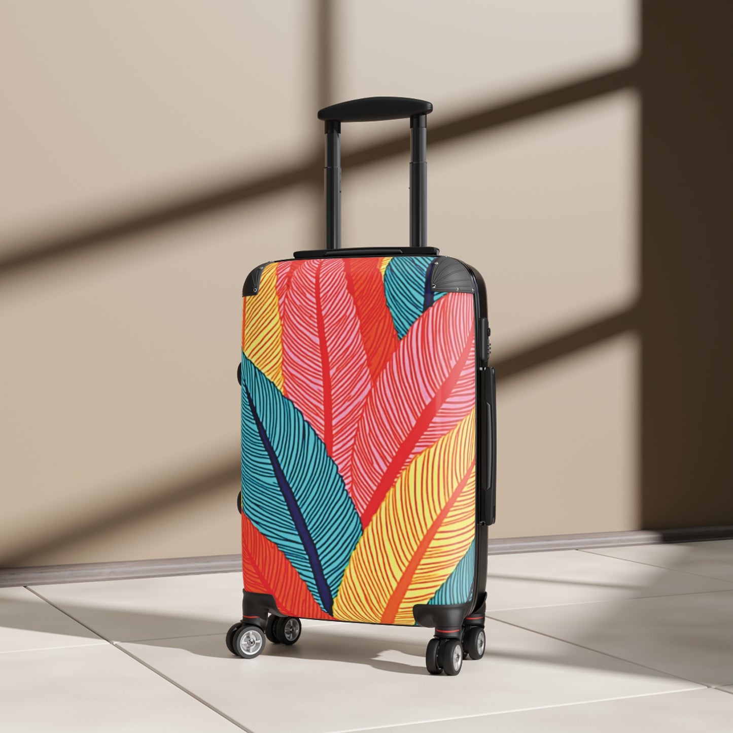 Colorful Tropical Feather Suitcase - Vibrant Travel Luggage