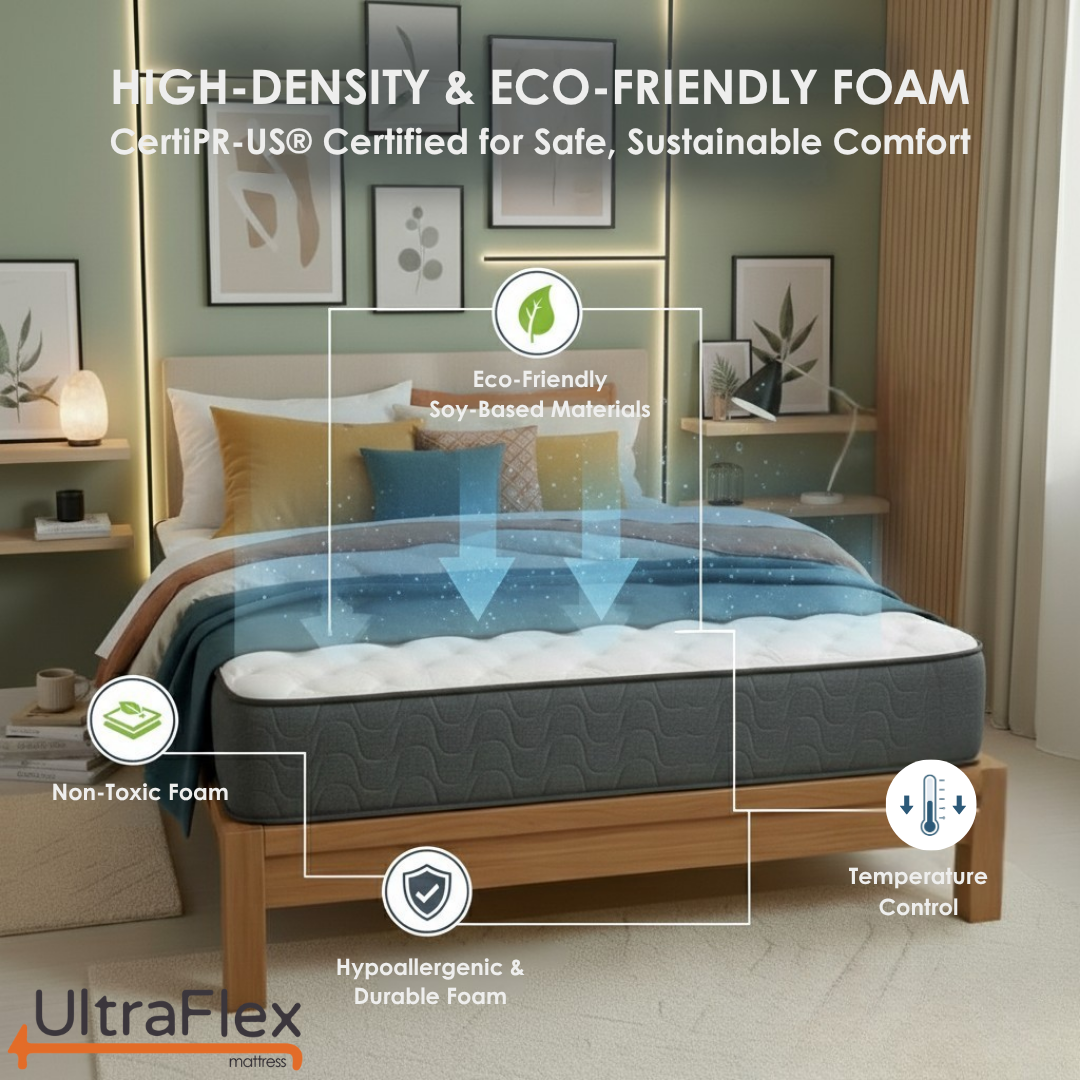UltraFlex® HERCULES Feste orthopädische Matratze – Kühlgel, hochdichter Sojaschaum, Wirbelsäulenpflege | CertiPUR-US® | Hergestellt in Kanada