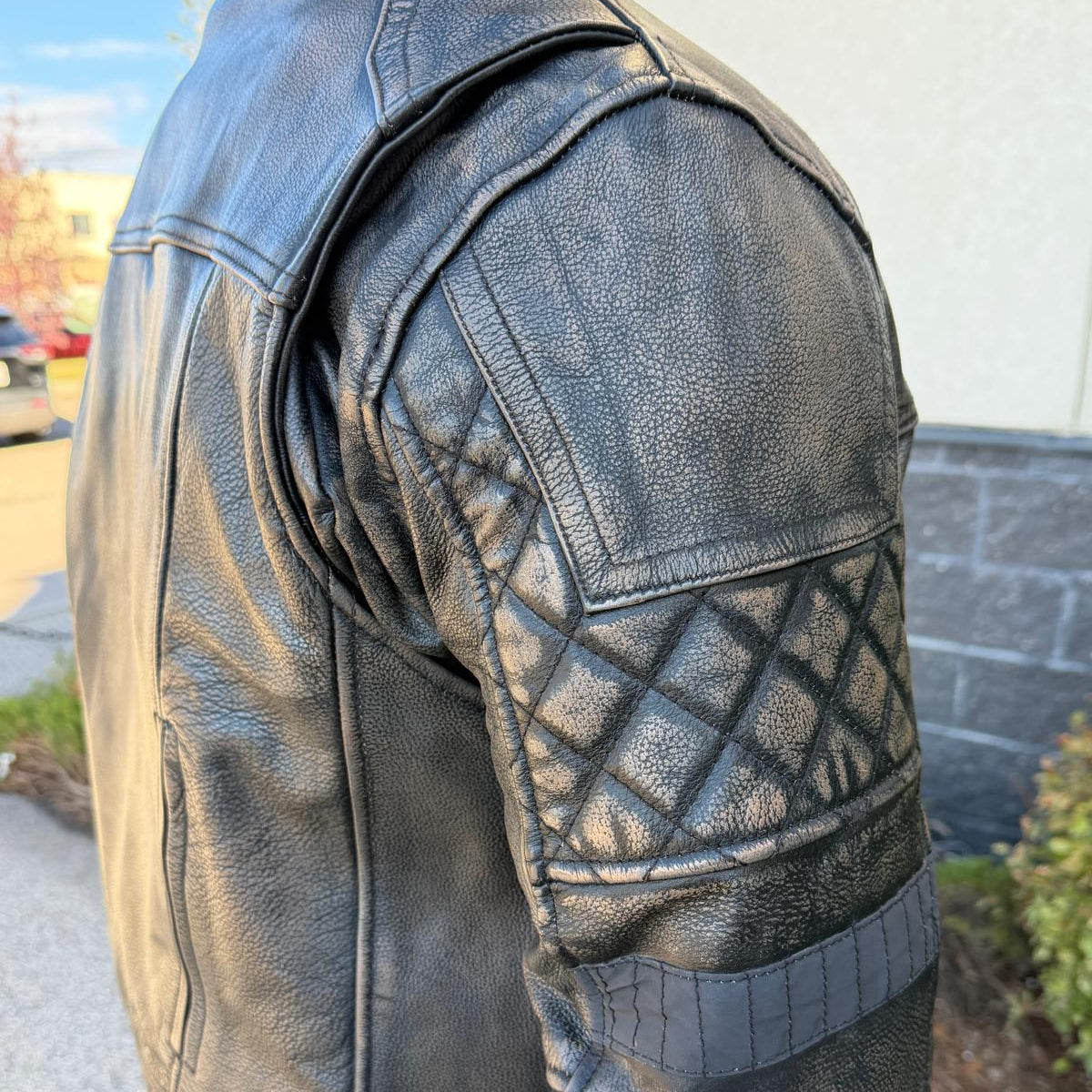 Unik International Men's Reflective Stripe Motorcycle Jacket