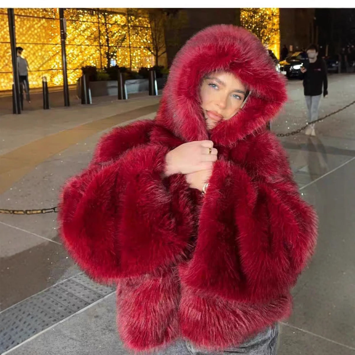 Women’s Faux Fur Coat – Thick Warm Furry Winter Jacket for Fall & Winter