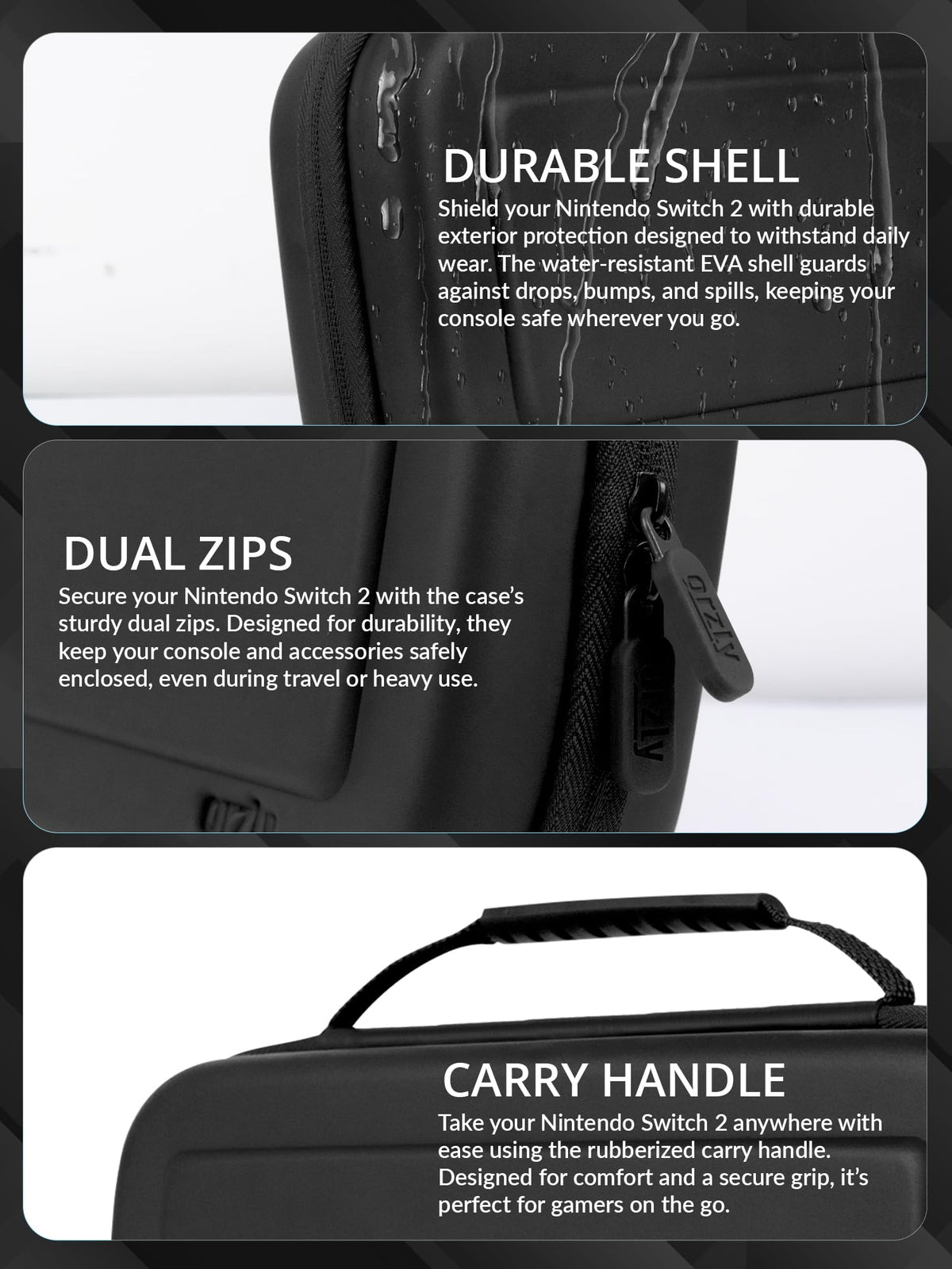 Carry Case for Nintendo Switch 2 (2025) Hard Shell Travel Case with Screen Padding, Game Card & microSD Slots, Zipped & Open Pockets for Accessories 🍁 All In One Marketplace Canada