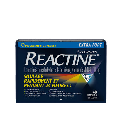 Reactine Extra Strength Antihistamine Tablets - 10mg Cetirizine Hydrochloride - 24 Hour Allergy Relief Medicine - 48 Count MADE IN CANADA 🍁 All In One Marketplace Canada