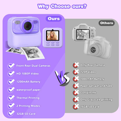 masterbee Kid Camera Instant Print Photo, Birthday Gifts for Girls and Boys, Kids Digital Camera Toys, 1080P HD Video, 3 4 5 6 7 8 9 10 11 12 Year Old Boy Gifts/Girl Gifts 🍁 All In One Marketplace Canada