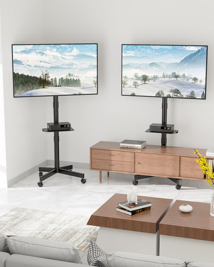 BONTEC Mobile TV Stand with Tilt Function, Rolling TV Cart for 23-60" LED, LCD, OLED TVs, Holds up to 88lbs, Max VESA 400x400mm, Adjustable Media Shelf, TV Stand for Living Room, Bedroom, Office 🍁 All In One Marketplace Canada