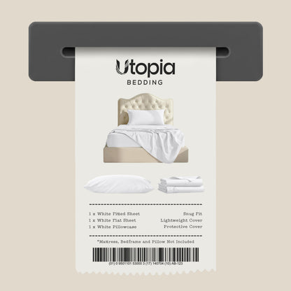Utopia Bedding Twin/Single Bed Sheets - 3 Piece Twin Size Cooling Sheet Set - Hotel Luxury Soft Breathable Microfiber, Oeko-TEX, Deep Pocket Easy Fit & Care, Fade & Wrinkle Resistant, White 🍁 All In One Marketplace Canada