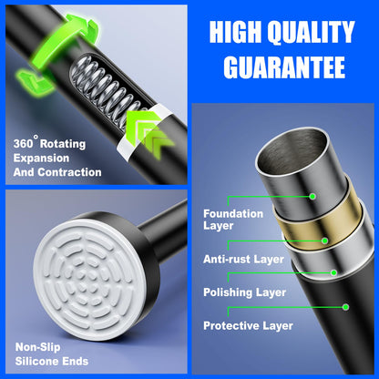 Ausemku Shower Curtain Rod Tension - 32-80 Inch Never Rust Non-Slip Spring Tension Curtain Rod No Drilling Stainless Steel Curtain Rod Use Bathroom Kitchen（Black） 🍁 All In One Marketplace Canada