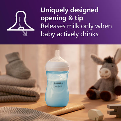 Philips Avent Natural Baby Bottles with Natural Response Nipples (Medium Flow, Flow 3), 9oz, Blue, 3-pack, SCY903/23 🍁 All In One Marketplace Canada