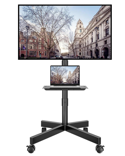 BONTEC Mobile TV Stand with Tilt Function, Rolling TV Cart for 23-60" LED, LCD, OLED TVs, Holds up to 88lbs, Max VESA 400x400mm, Adjustable Media Shelf, TV Stand for Living Room, Bedroom, Office 🍁 All In One Marketplace Canada