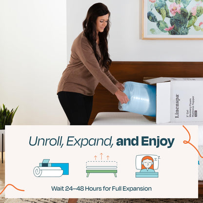 Linenspa 2 Inch Memory Foam Mattress Topper, Gel Infused Twin Mattress Topper, CertiPUR-US Certified ,Topper Only 🍁 All In One Marketplace Canada