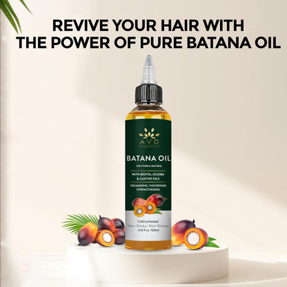 AVD Organics Raw Batana Oil for Hair | 100% Pure batana oil for Hair Growth - Promotes Thicker, Stronger Hair | Ideal for Men & Women | 120ML 🍁 All In One Marketplace Canada