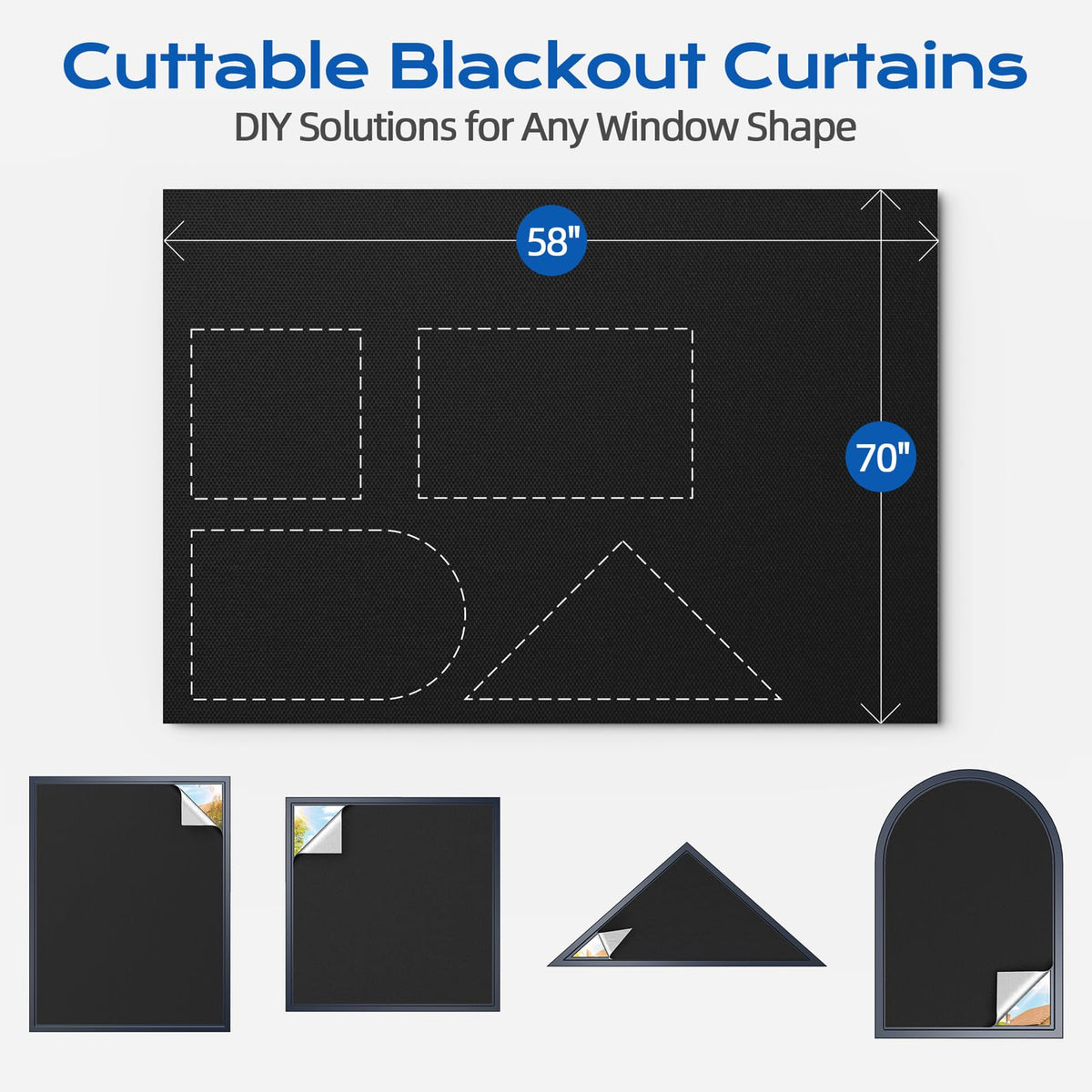 Blackout Curtains for Bedroom, 70" x 58" Portable Blackout Blinds with 20 Sets Hook & Loop Strips for 100% Black-out Window Film, Temporary Black Out Shades for Windows Cover Nursery Travel RV- Blacks 🍁 All In One Marketplace Canada