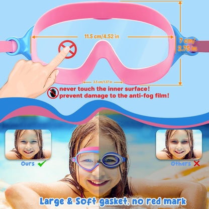 Kids Goggles Swimming, 2 Pack Kids Swimming Goggles for Age 4-14 Wide Vision Anti-Fog UV Protection Waterproof for Boys Girls 🍁 All In One Marketplace Canada