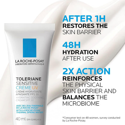 La Roche-Posay Face Moisturizer with SPF 30 for Sensitive Skin, Toleriane Sensitive UV Facial Lotion, Hydrating & Soothing Moisturizer with Thermal Water, Recommended by Dermatologists, 40 ml. 🍁 All In One Marketplace Canada