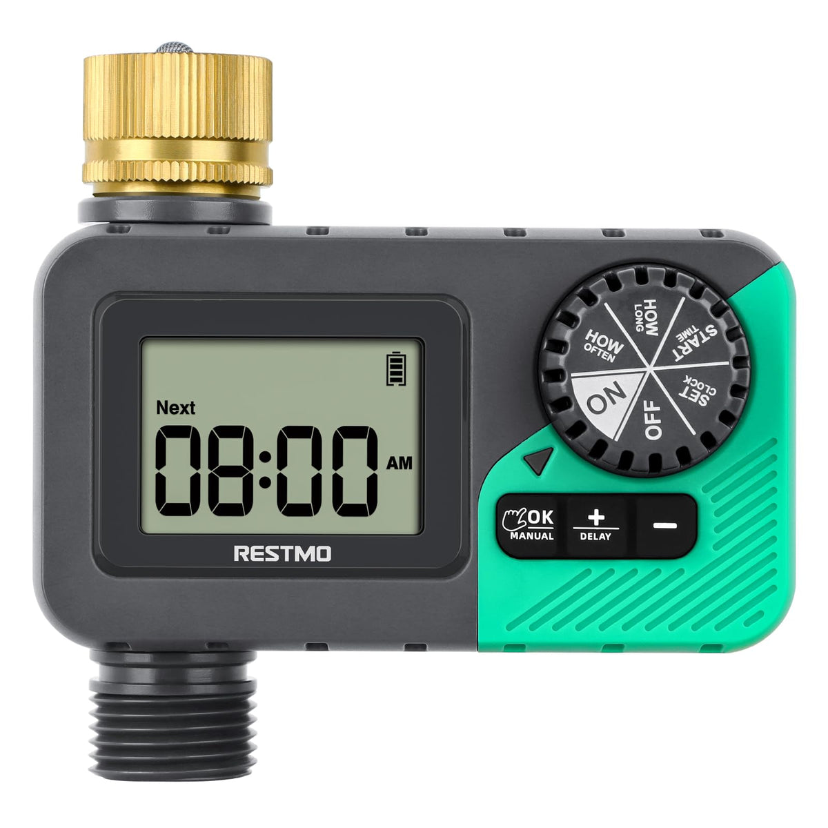 RESTMO Water Timer for Garden Hose, Programmable Sprinkler Timer with Brass Inlet, Rain Delay/Manual ON/Off/Automatic Irrigation Control, Hose Timer for Outdoor Faucet, Yard and Lawn Watering System 🍁 All In One Marketplace Canada