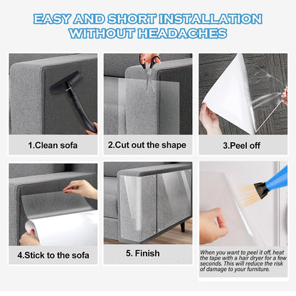 Cat Scratch Protector 15.7" x 118" Self-Adhesive Single Side Furniture Protectors from Cats Scratch Cat Couch Scratch Protector Transparent DIY Cutting Anti Scratch Furniture 🍁 All In One Marketplace Canada