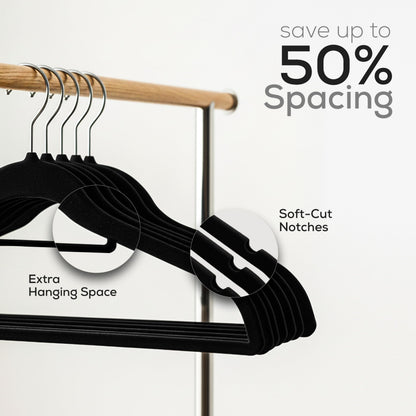 Utopia Home Premium Velvet Hangers 50 Pack - Non-Slip Clothes Hangers with Tie Bar - Black Hangers - Standard Hangers with 360 Degree Rotatable Hook - Heavy Duty Coat Hangers 🍁 All In One Marketplace Canada