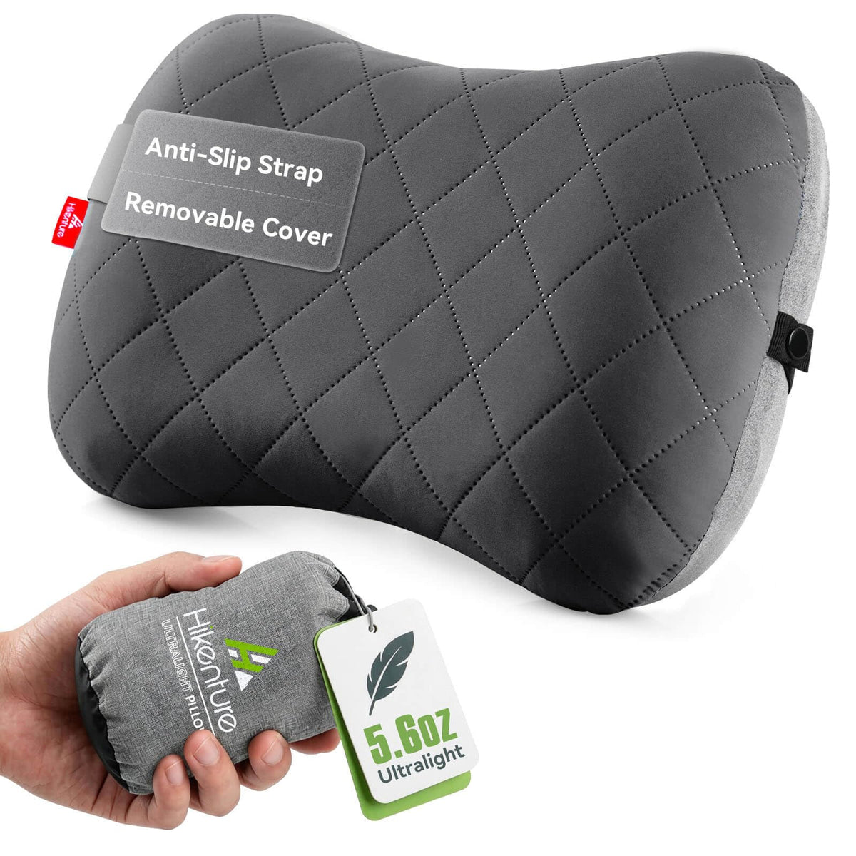 Hikenture Camping Pillow with Removable Cover-Ultralight Inflatable Pillow for Neck Lumber Support-Upgrade Backpacking Pillow-Washable Travel Air Pillows for Camping, Hiking, Backpacking (Grey) 🍁 All In One Marketplace Canada