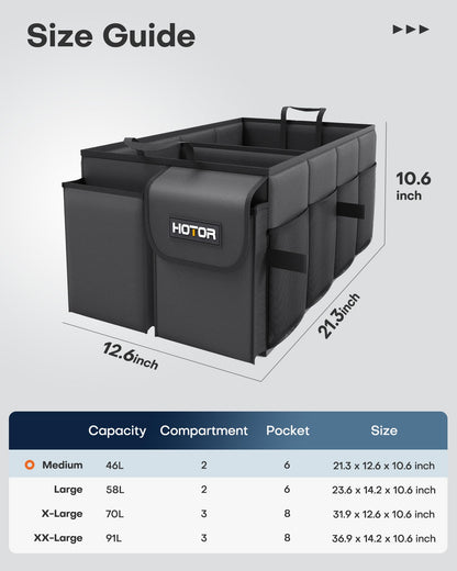 HOTOR Trunk Organizer - Car Organizer, Foldable Trunk organizer for SUVs & Sedans, Car Accessories, Tools, Sundries, 2 Compartments, Black 🍁 All In One Marketplace Canada