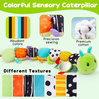Baby Toys 0-3-6-12 Months, New Born Baby Boy Girl Gifts, Tummy Time Toys with Baby Mirror Teething Rattles Crinkle Music Sensory Toys for Newborn Babies Essentials 0 3 6 9 12 Month 🍁 All In One Marketplace Canada