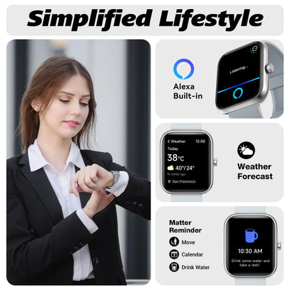 Smart Watch for Men Women with Bluetooth Call, Alexa Built-in, Heart Rate & Sleep Monitor, 1.83" DIY Dial Fitness Watch with 100+ Sport Modes, IP68 Waterproof, Compatible with Android iOS 🍁 All In One Marketplace Canada