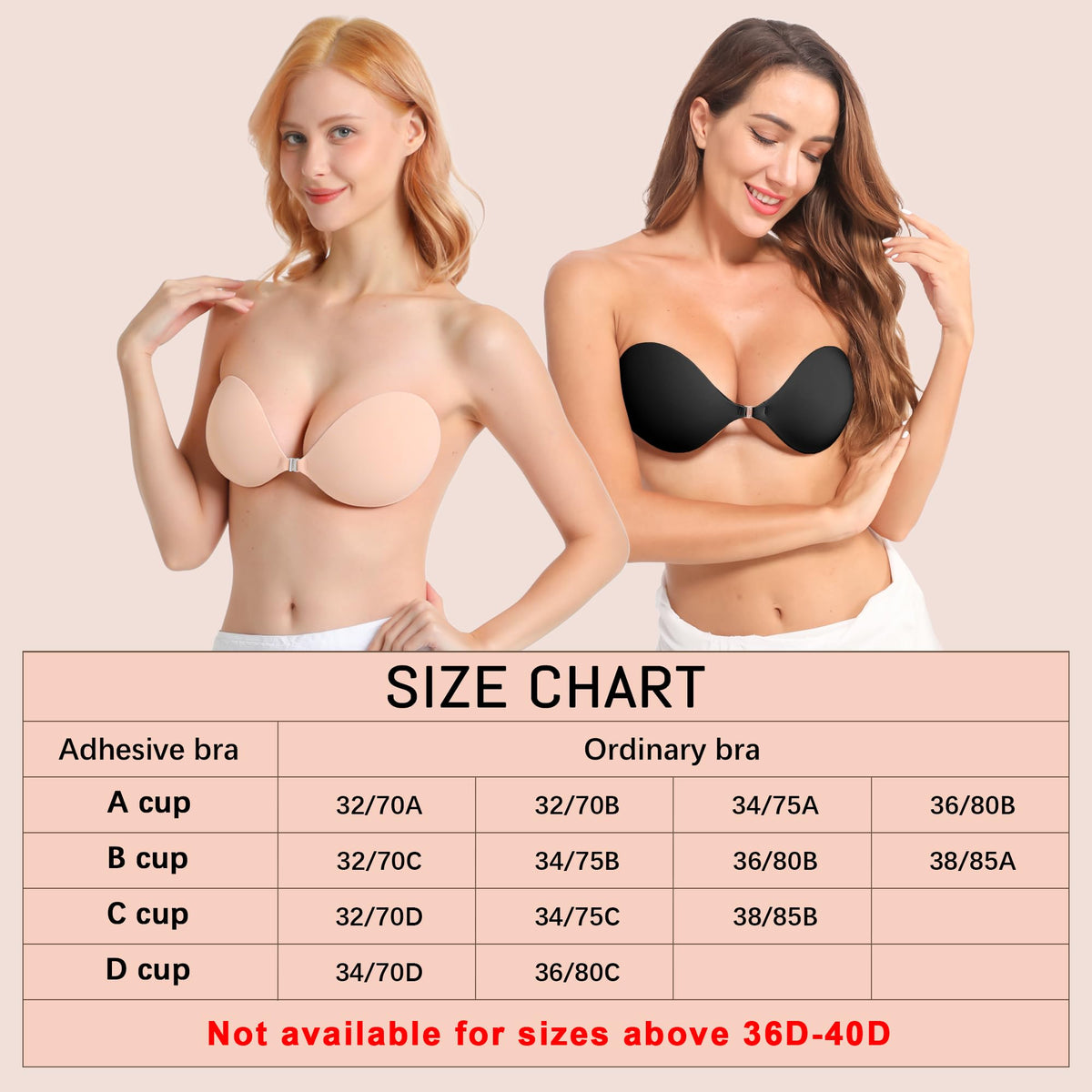 GKHWON Adhesive Bra Strapless Backless Invisible Push Up Sticky Bra with Silicone Nipple Covers Reusable Beige+Black B 🍁 All In One Marketplace Canada