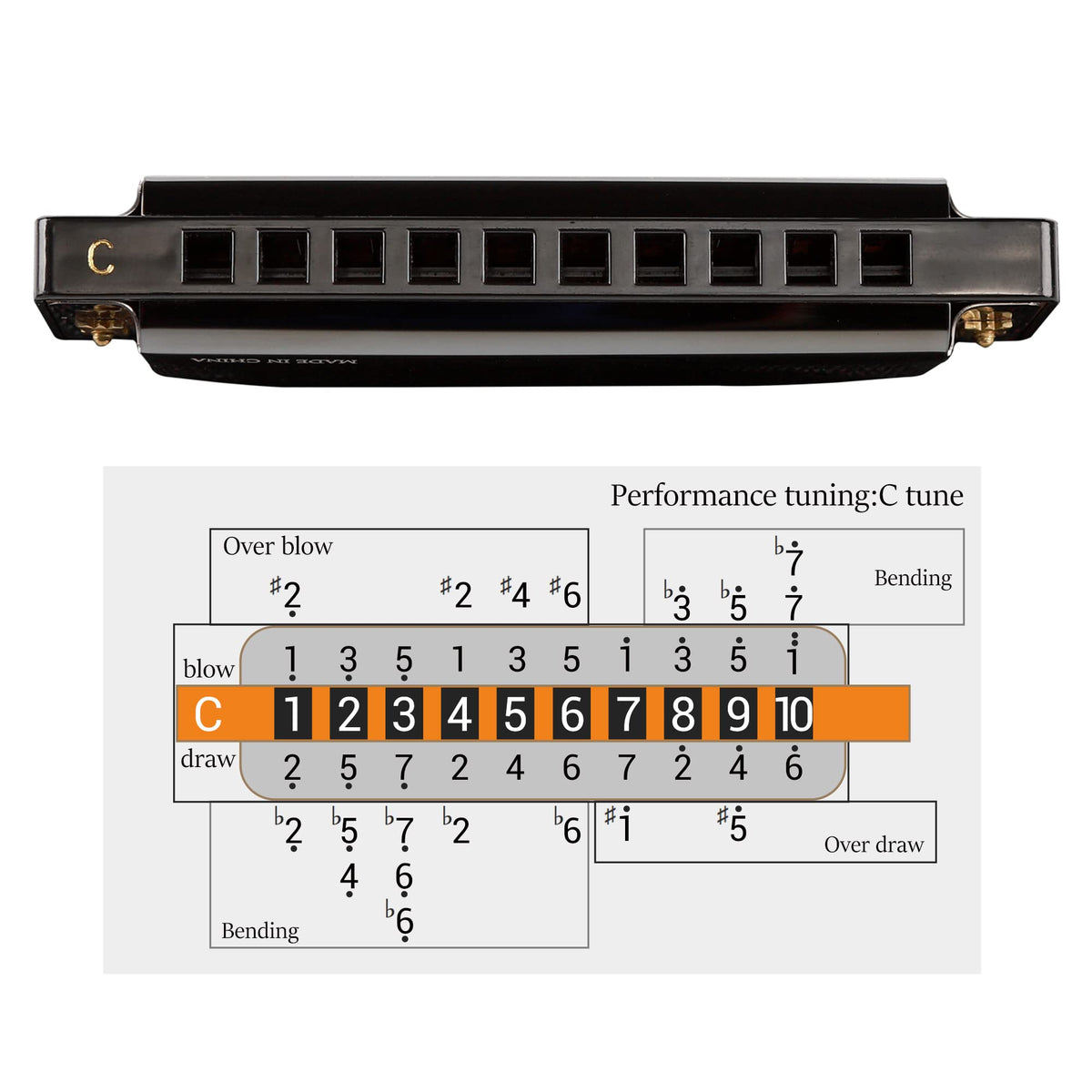 JDR Harmonica C, Blues armonica Key of C 10 Hole 20 Tone with Case Mouth Organ Standard Diatonic for Kids Beginner Adults Professional Player Teacher Parents Students Black New Year Gift 🍁 All In One Marketplace Canada