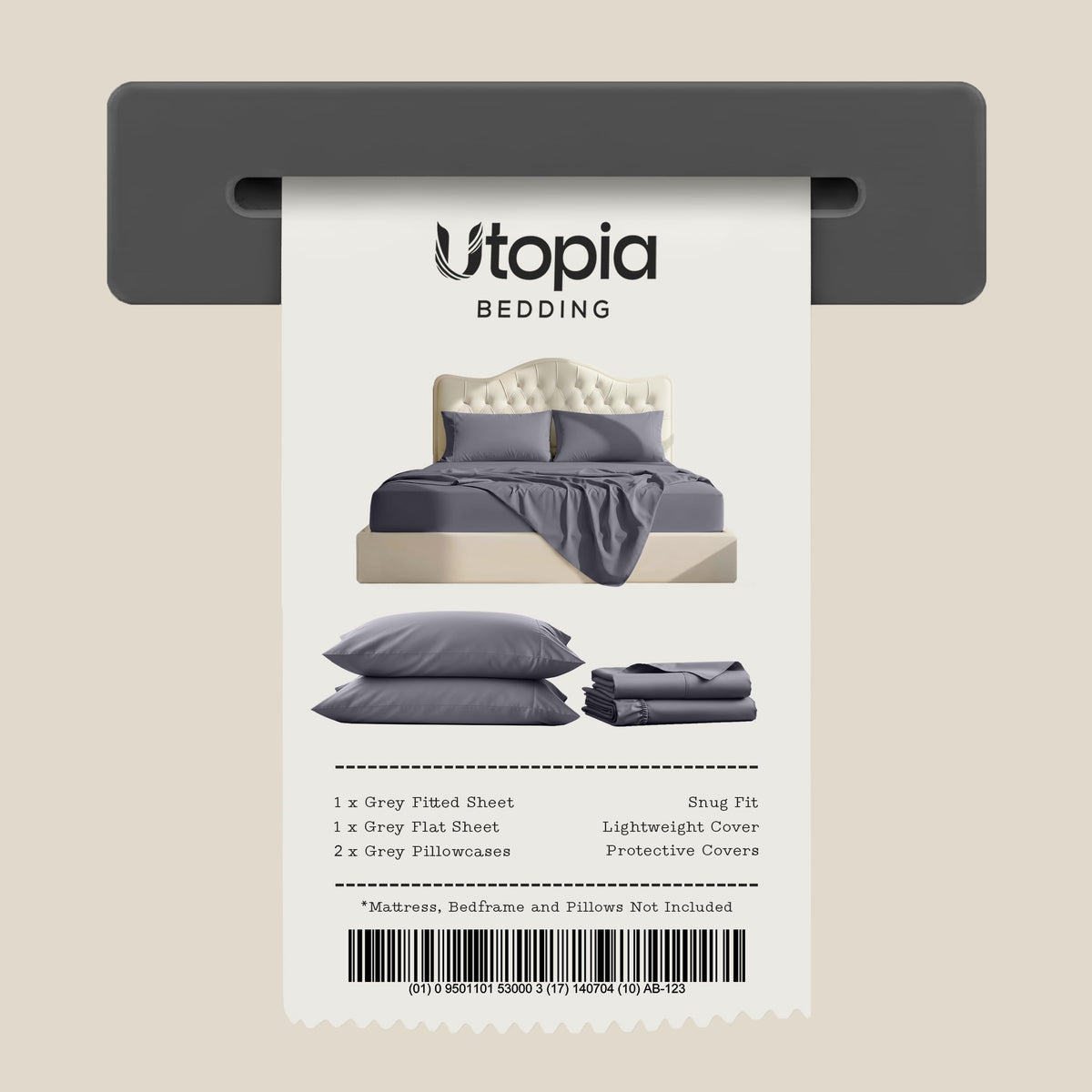 Utopia Bedding Queen Bed Sheets - 4 Piece Queen Size Cooling Sheet Set - Hotel Luxury Soft Breathable Microfiber, Oeko-TEX, Deep Pocket Easy Fit & Care, Fade & Wrinkle Resistant, Grey 🍁 All In One Marketplace Canada