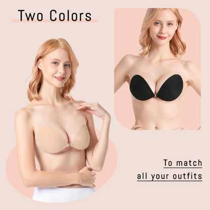 GKHWON Adhesive Bra Strapless Backless Invisible Push Up Sticky Bra with Silicone Nipple Covers Reusable Beige B 🍁 All In One Marketplace Canada