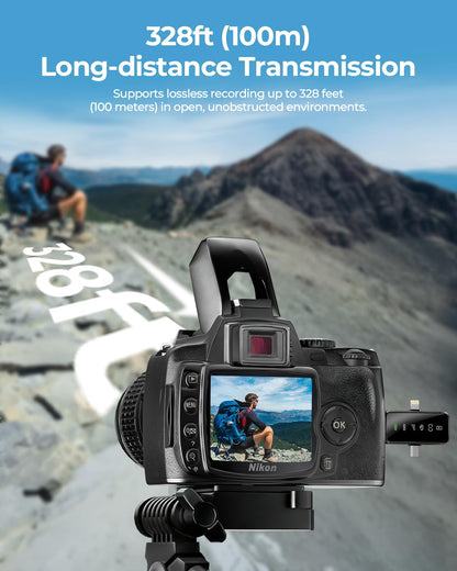 PQRQP 3-in-1 Mini Microphone for iPhone/Android/Camera, Hi-Fi Audio, 48kHz/24-bit,Wireless Microphone, 328ft Range, 18H Battery, Lapel Mic with Noise Reduction for TikTok, YouTube 🍁 All In One Marketplace Canada