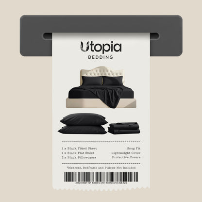 Utopia Bedding Queen Bed Sheet Set - 4 Piece Bedding - Soft Brushed Microfiber Fabric - Shrinkage & Fade Resistant - Easy Care (Black) 🍁 All In One Marketplace Canada