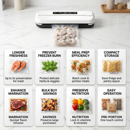300 Count Vacuum Sealer Bags - Food Saver Bag (8x12,7x10,6x8) Precut Quart for Vacuum Seal, Meal Prep,Sous Vide, BPA Free, Heavy Duty, Commercial Grade Freezer Bags 🍁 All In One Marketplace Canada