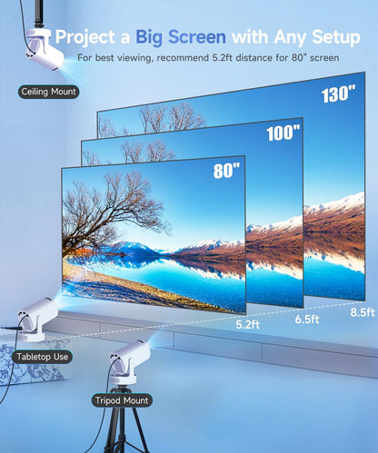 Magcubic Projector 4K with WiFi and Bluetooth, Mini Portable Projecteur with Auto Keystone, Outdoor Movie for Bedroom,200 ANSI,180 Degree Rotation,Built-in Apps (Manual Focus & HY300PRO+) 🍁 All In One Marketplace Canada