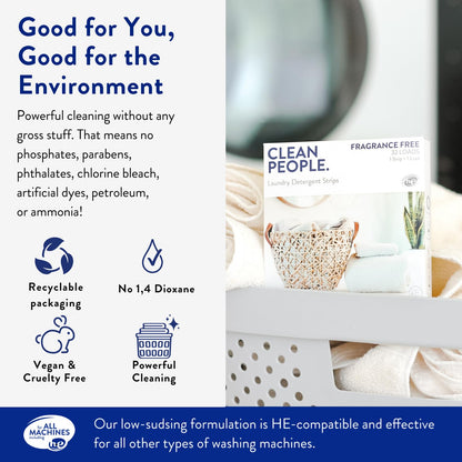 Clean People Laundry Detergent Sheets - Recyclable Packaging, Hypoallergenic, Stain Fighting - Ultra Concentrated, Laundry Soap - Fresh Scent, 192 Pack 🍁 All In One Marketplace Canada
